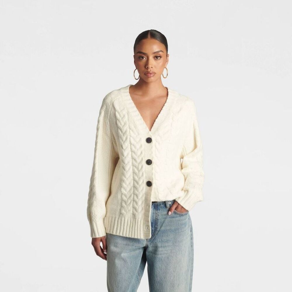 KBB by KAHLANA Women's 'The Patricia Cardigan Sweater' - Soft White XXS